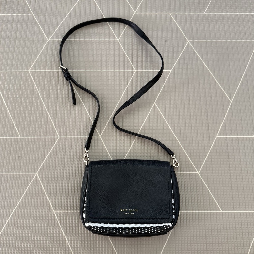 Kate‎ Spade Black & White Wicker Crossbody Purse